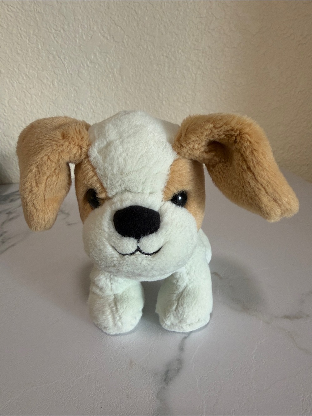 Battat Y2K Plush Puppy Dog Stuffed Animal White Tan Red Collar